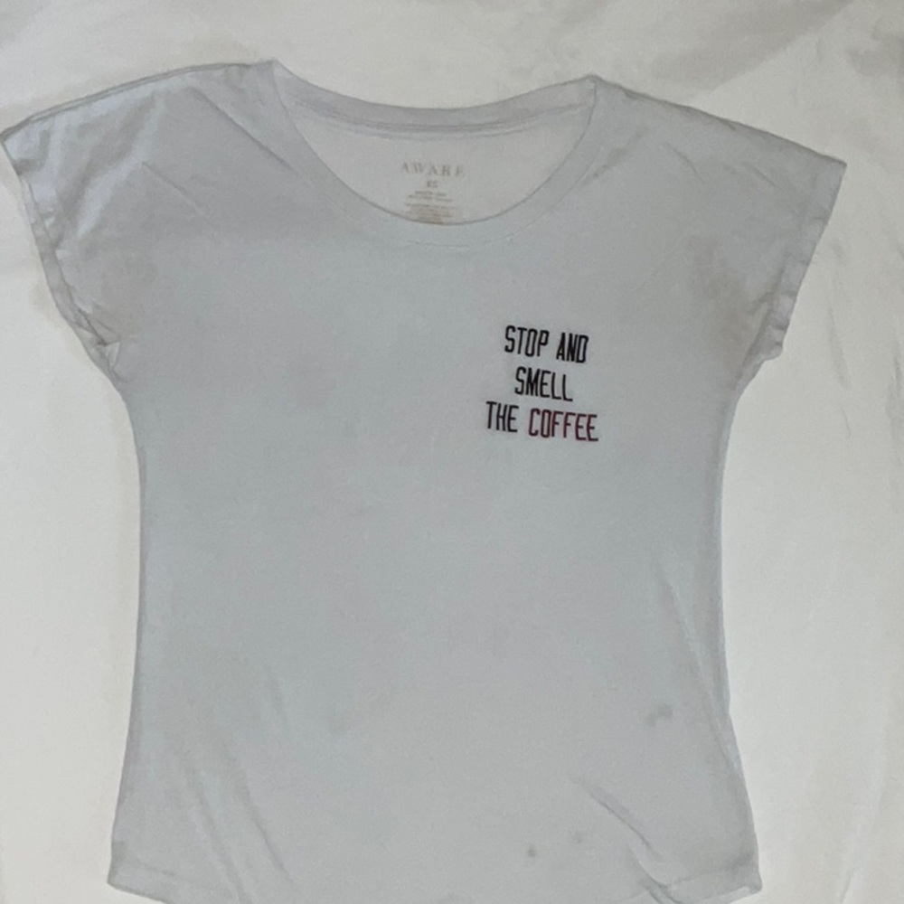 Awake White Fitted Cap Sleeve Tee